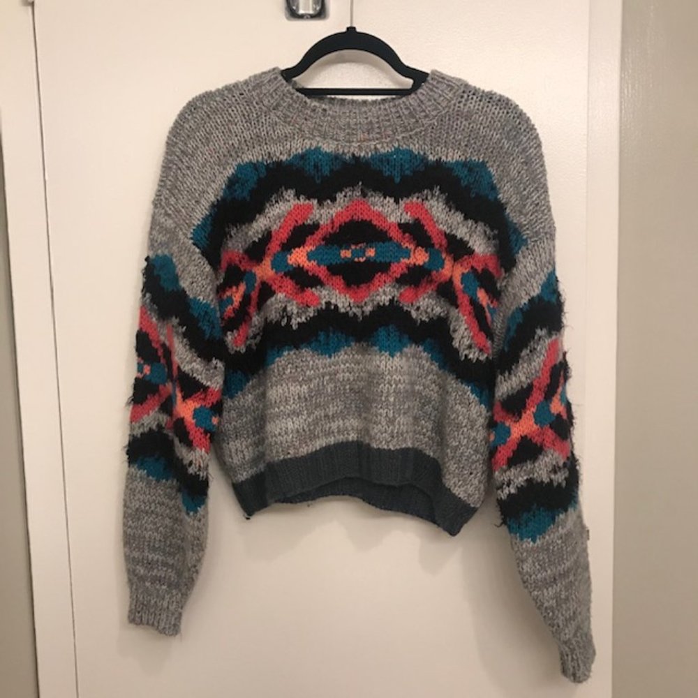 Free People Cropped Patterned Sweater
